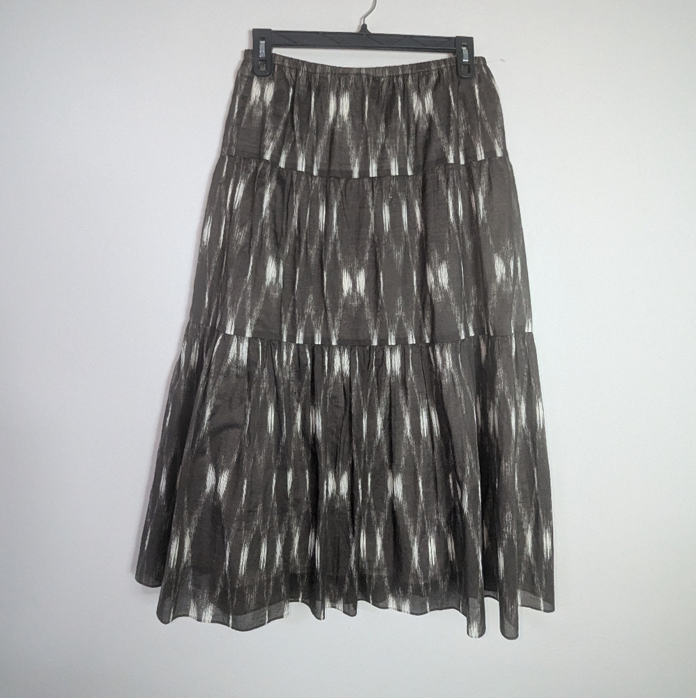M Talbots Cotton Brown A-Line Maxi Skirt